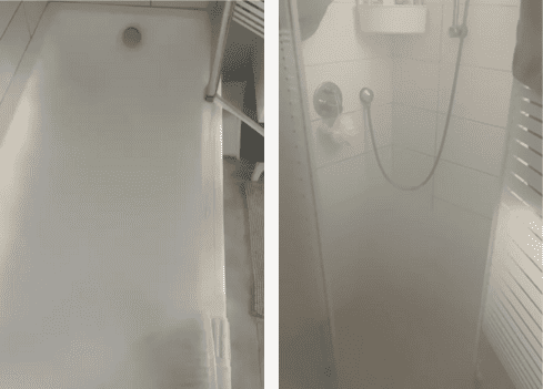 בדיקת עשן לאיתור מקור ריחות רעים - בתמונה חדר רחצה